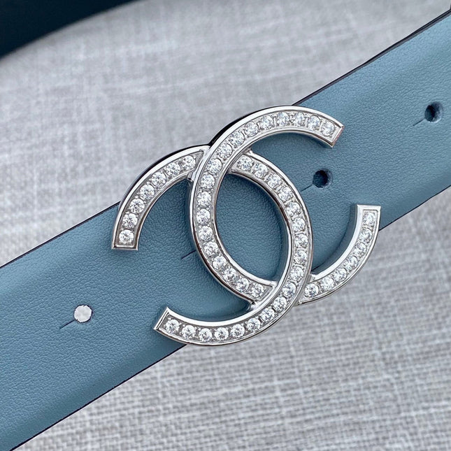 CC 26S BELT 30 MM IN LIGHT BLUE CALFSKIN SILVER HARDWARE 661514