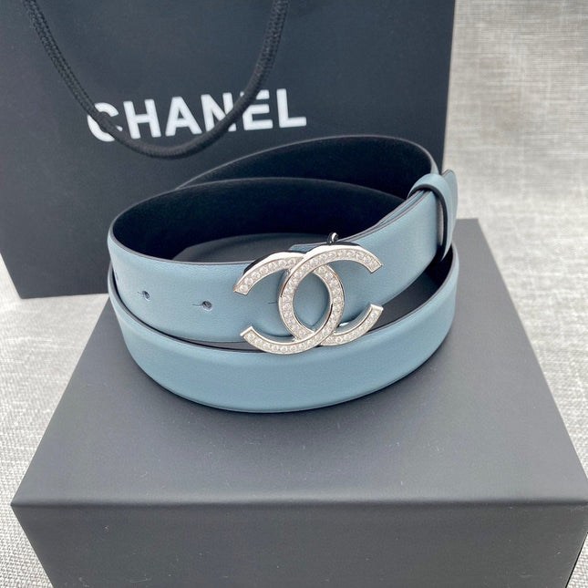CC 26S BELT 30 MM IN LIGHT BLUE CALFSKIN SILVER HARDWARE 661514