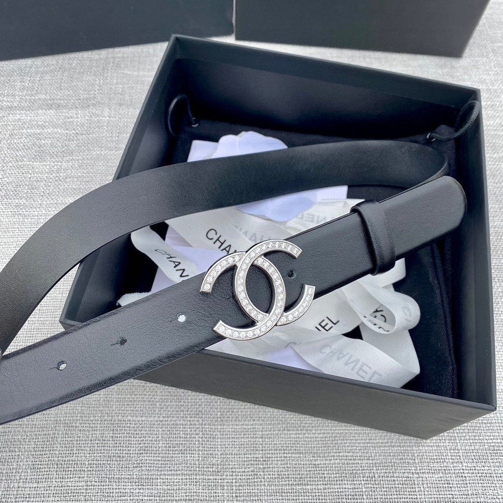 CC 26S BELT 30 MM IN BLACK CALFSKIN SILVER HARDWARE 661516
