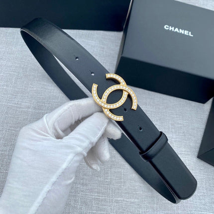 CHANEL 26S BELT 30 MM IN BLACK CALFSKIN WITH GOLD HARDWARE 661516