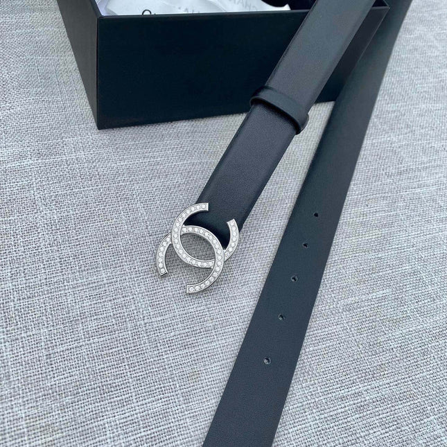 CC 26S BELT 30 MM IN BLACK CALFSKIN SILVER HARDWARE 661516