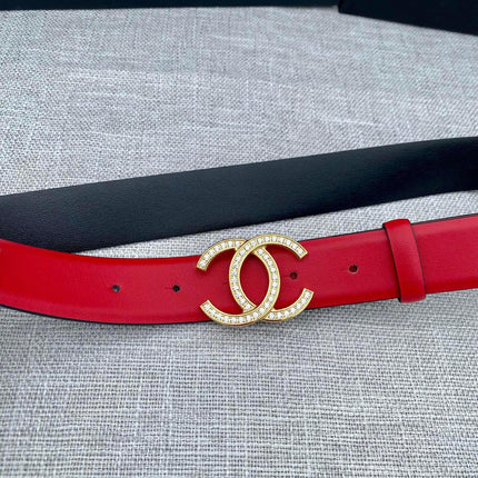 CHANEL 26S BELT 30 MM IN RED CALFSKIN WITH GOLD HARDWARE 661517