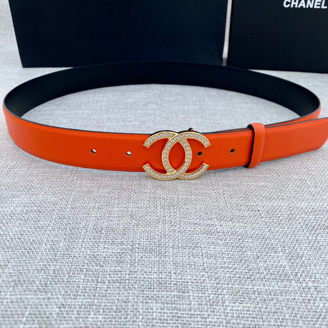CC 26S BELT 30 MM IN ORANGE CALFSKIN GOLD HARDWARE 661518