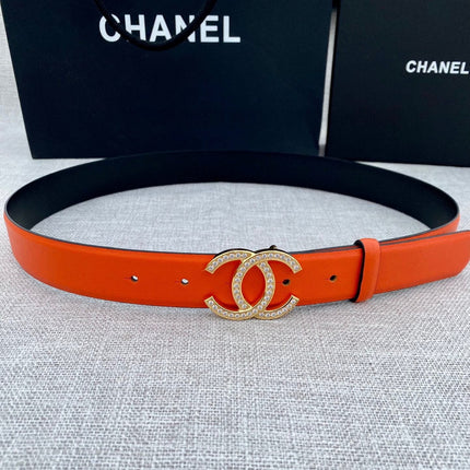 CHANEL 26S BELT 30 MM IN ORANGE CALFSKIN WITH GOLD HARDWARE 661518