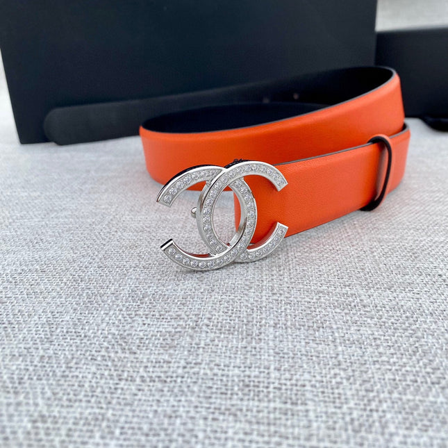 CC 26S BELT 30 MM IN ORANGE CALFSKIN SILVER HARDWARE 661518