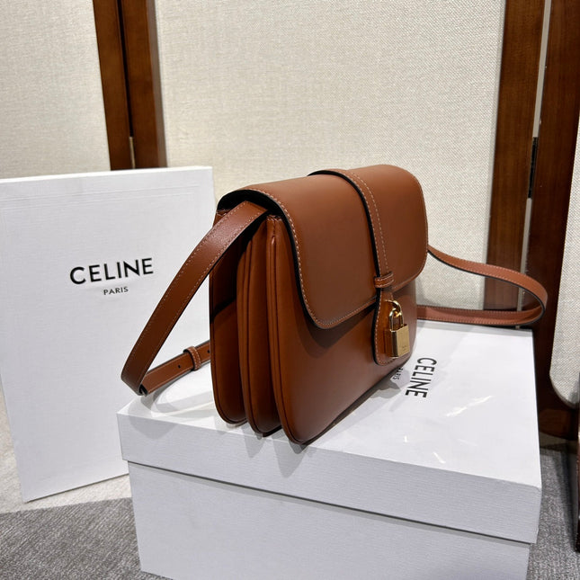 TABOU FLAP BAG 22 IN BRONZE BROWN SMOOTH CALFSKIN GOLD LOCK