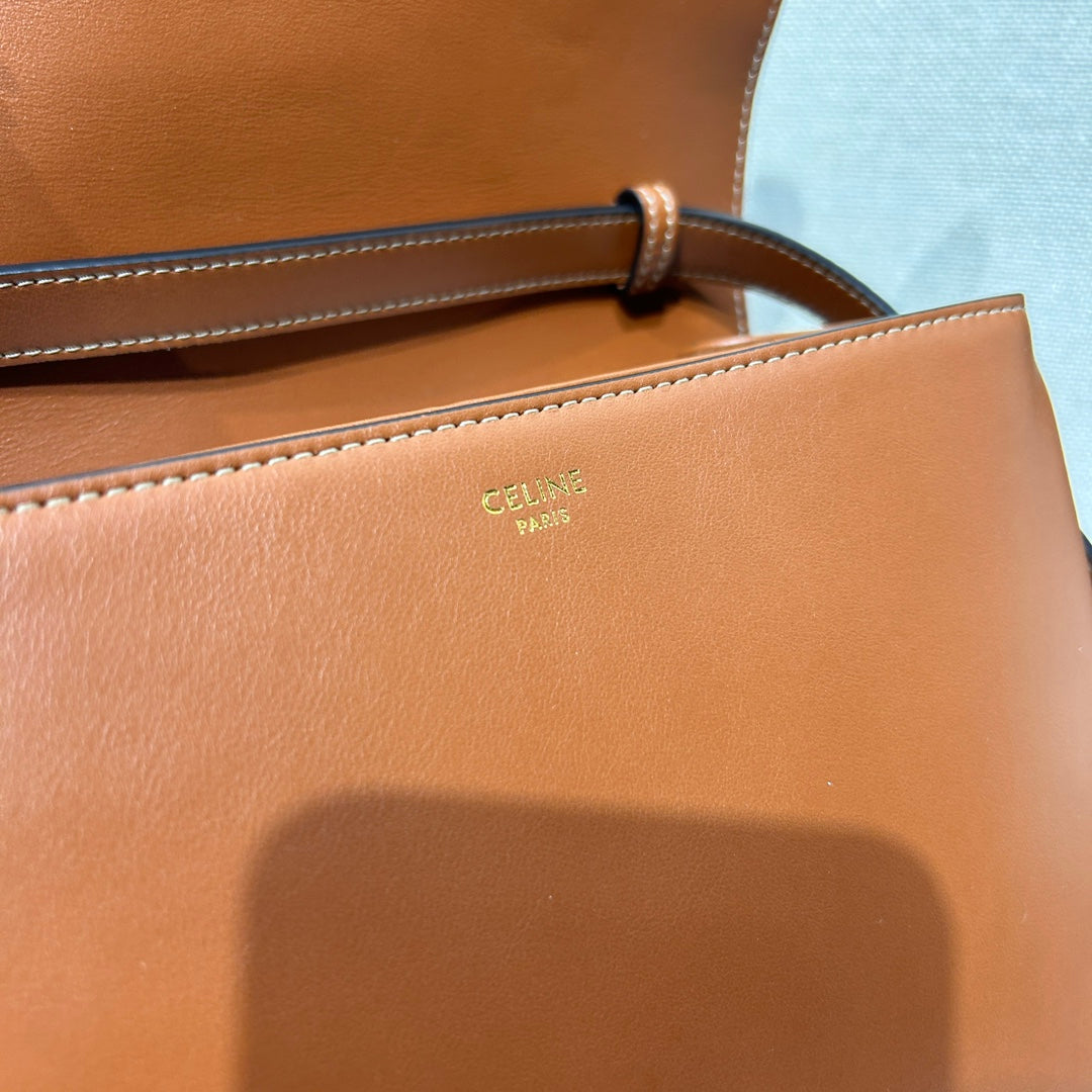 TABOU FLAP BAG 22 IN BRONZE BROWN SMOOTH CALFSKIN GOLD LOCK
