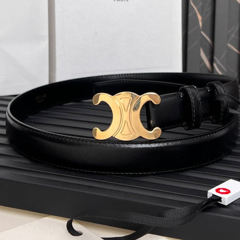 25S TRIOMPHE BELT 25MM IN BLACK CALFSKIN 531766