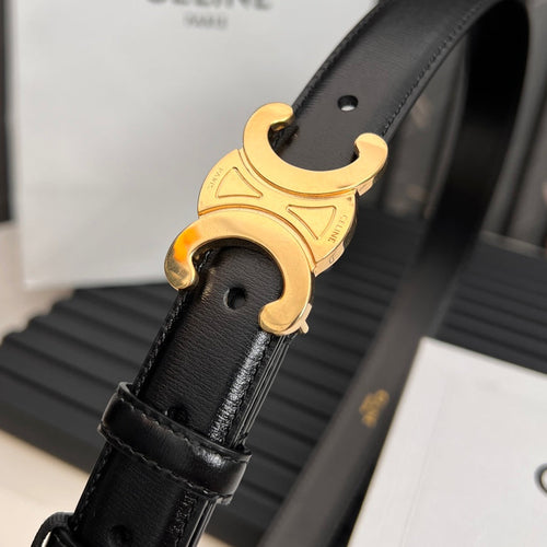 25S TRIOMPHE BELT 25MM IN BLACK CALFSKIN 531766