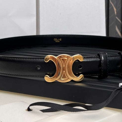25S TRIOMPHE BELT 25MM IN BLACK CALFSKIN 531766