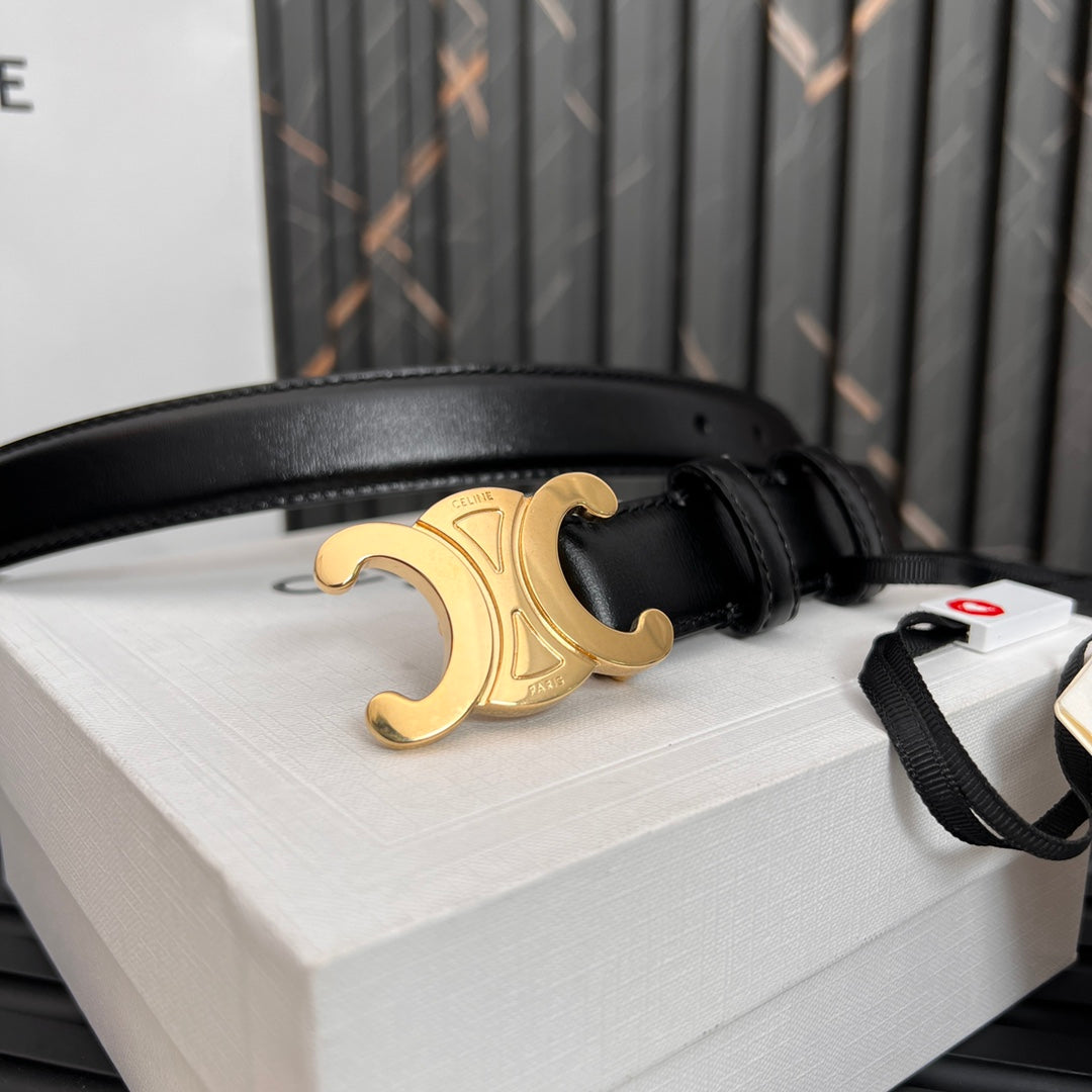 25S TRIOMPHE BELT 25MM IN BLACK CALFSKIN 531766