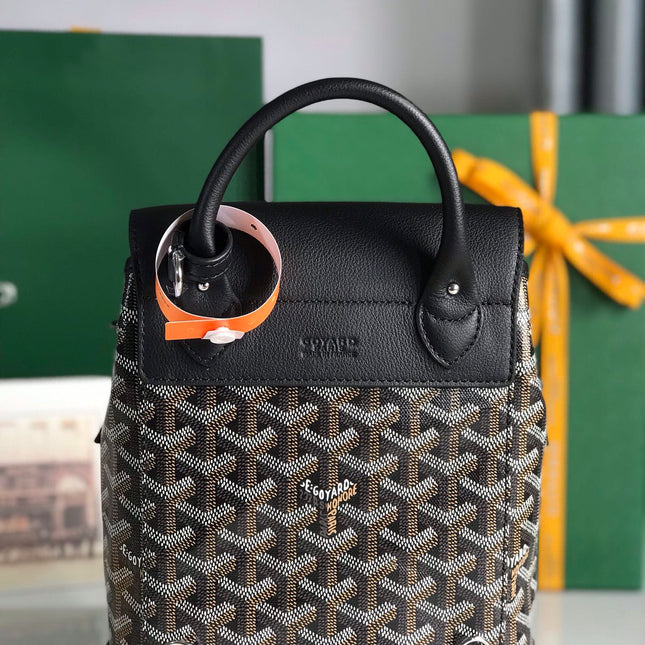 ALPIN MINI BACKPACK 21 IN BLACK LAMBSKIN AND GOYARDINE CANVAS