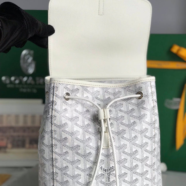 ALPIN MINI BACKPACK 21 IN WHITE LAMBSKIN AND GOYARDINE CANVAS