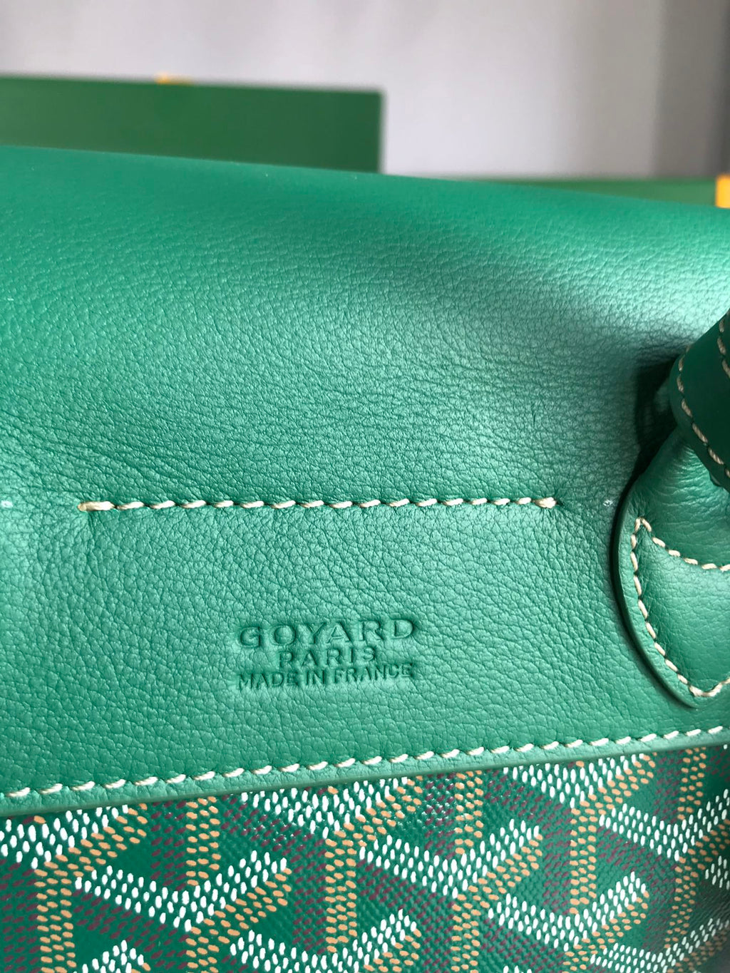 ALPIN MINI BACKPACK 21 IN GREEN LAMBSKIN AND GOYARDINE CANVAS