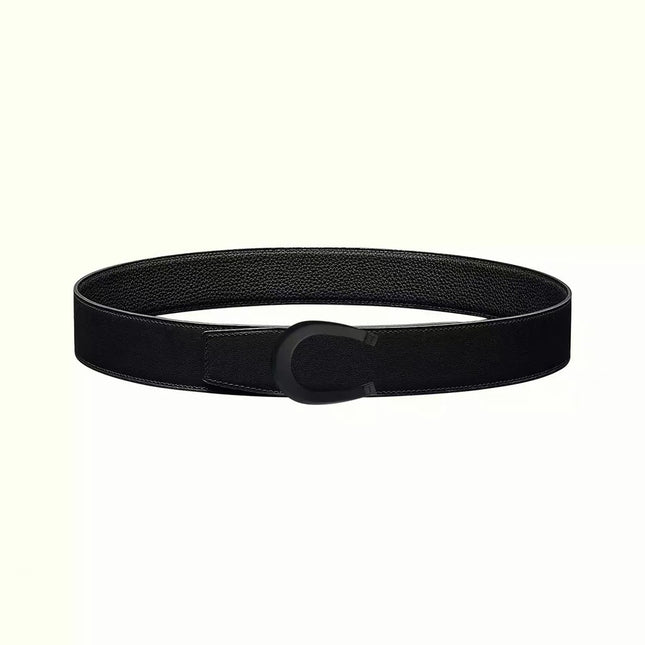 LUCK BELT BUCKLE & REVERSIBLE BLACK LEATHER STRAP 38MM BLACK HARDWARE