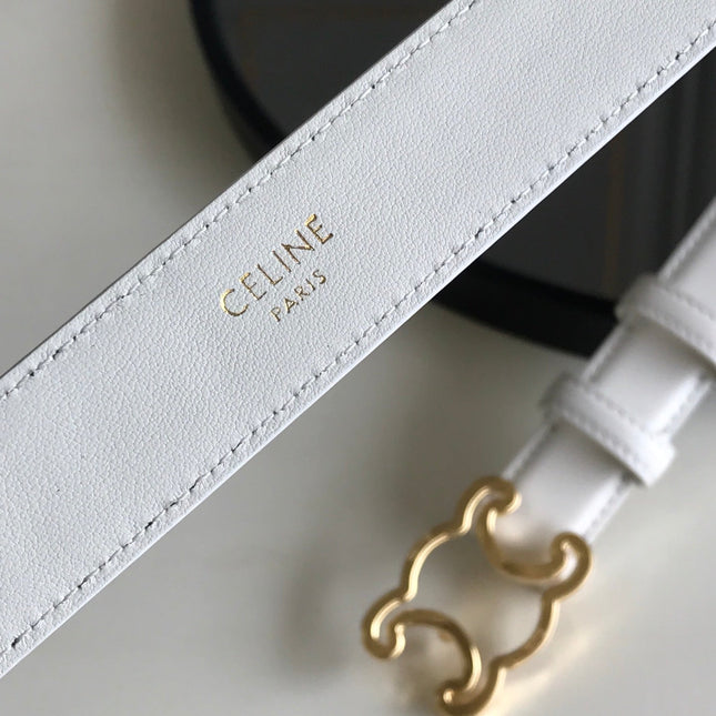 CELINE 25S BELT TRIOMPHE 25MM IN WHITE CALFSKIN 559674