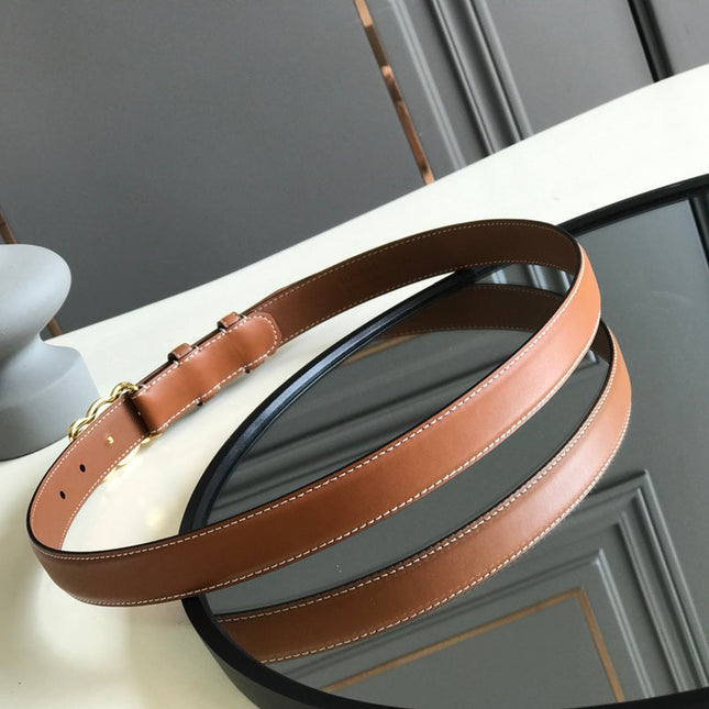 CELINE 25S BELT TRIOMPHE 25MM IN BROWN CALFSKIN 559676
