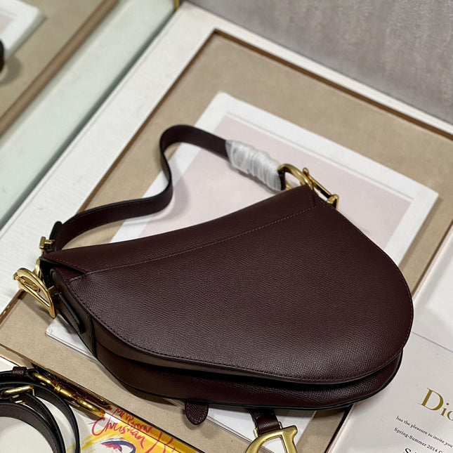 DIOR 26S SADDLE BAG 19 IN DARK RED CALFSKIN