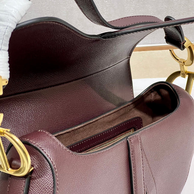 DIOR 26S SADDLE BAG 19 IN DARK RED CALFSKIN