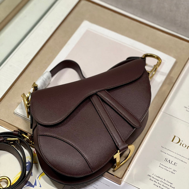 DIOR 26S SADDLE BAG 25 IN DARK RED CALFSKIN