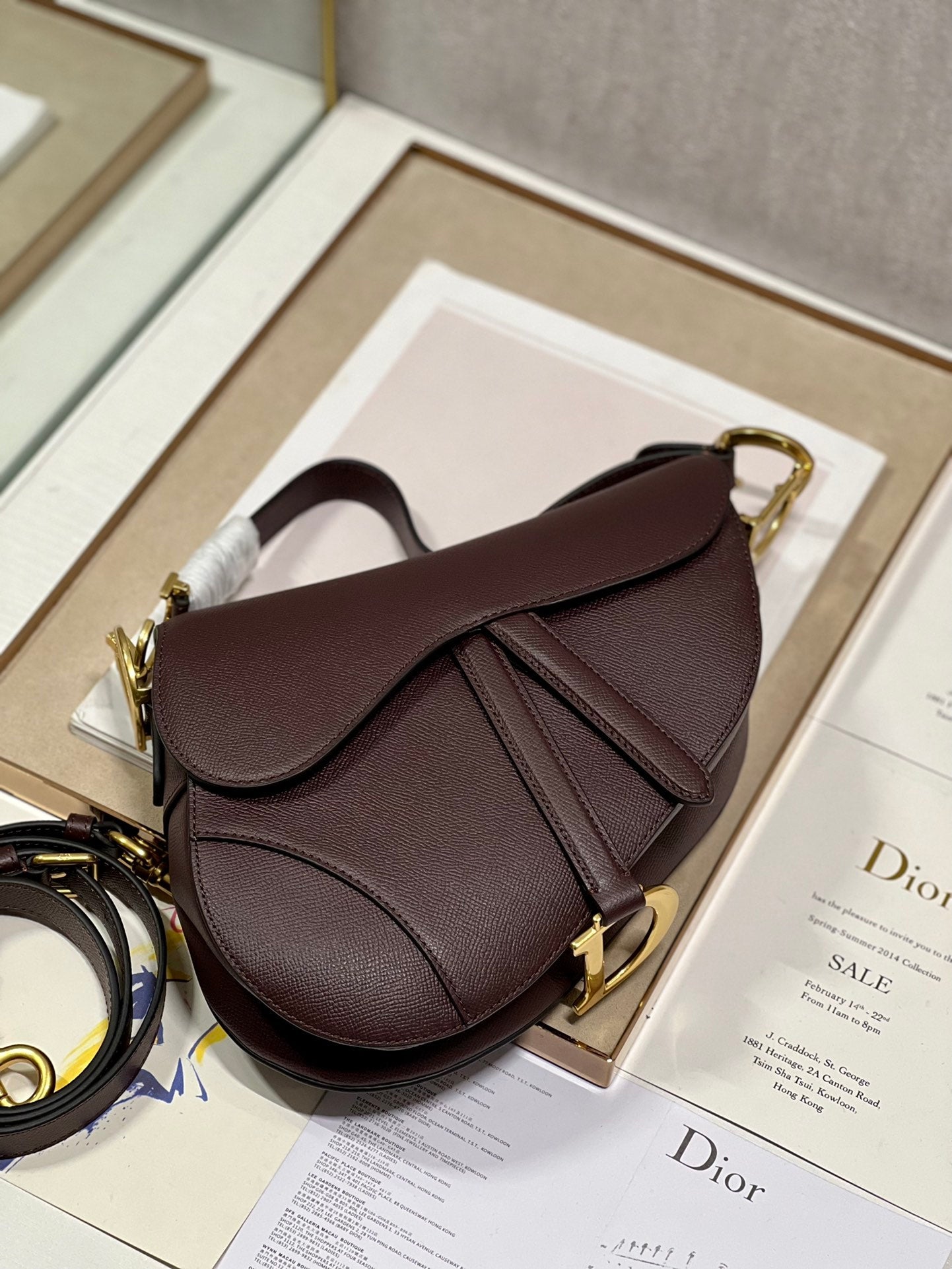 DIOR 26S SADDLE BAG 19 IN DARK RED CALFSKIN