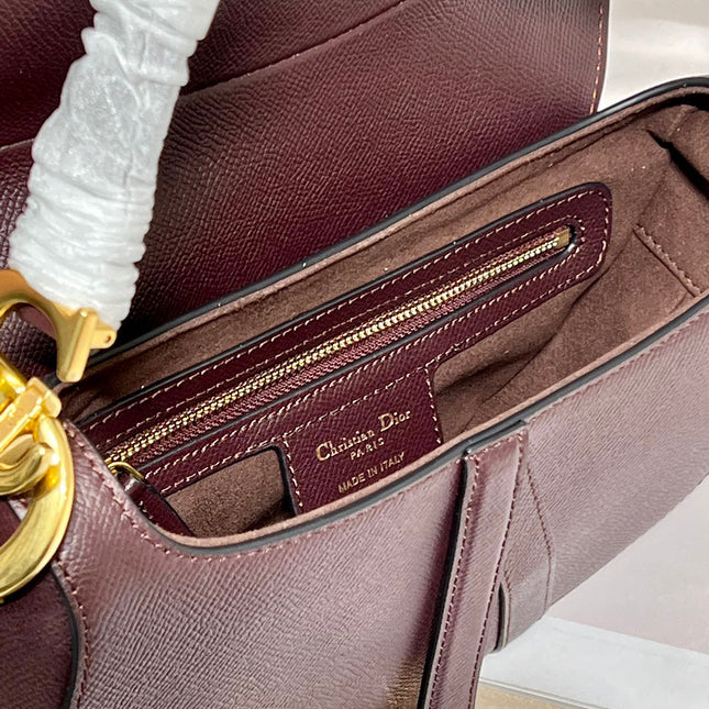 DIOR 26S SADDLE BAG 25 IN DARK RED CALFSKIN