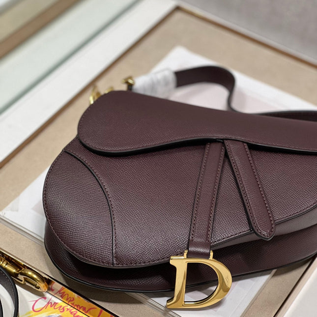 DIOR 26S SADDLE BAG 19 IN DARK RED CALFSKIN