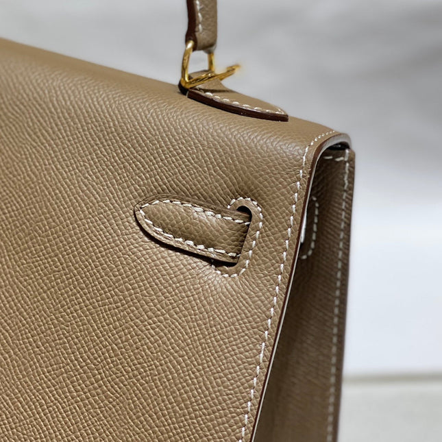 KELLY 25CM IN ETOUPE EPSOM CALFSKIN GOLD HARDWARE