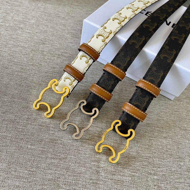 CL logo Cut-out Belt 25mm Black Tan Triomphe Canvas Shw
