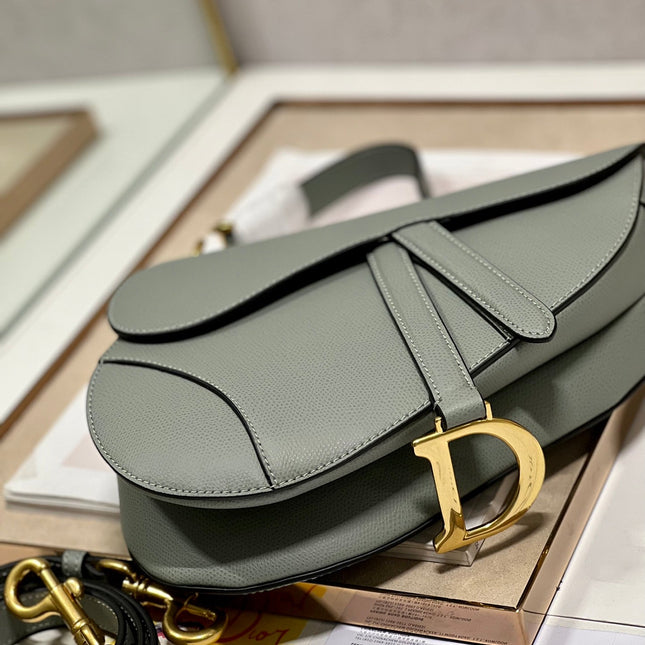 DIOR 26S SADDLE BAG 25 IN STONE GREY CALFSKIN