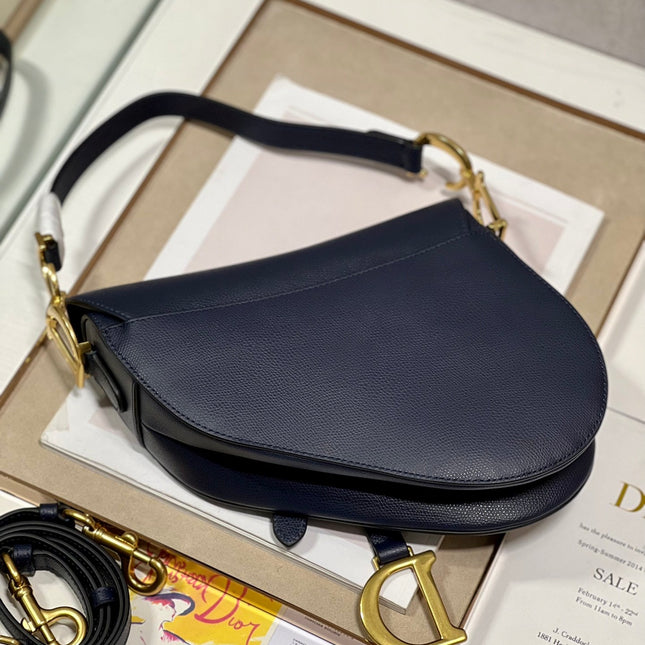 DIOR 26S SADDLE BAG 25 IN NAVY BLUE CALFSKIN