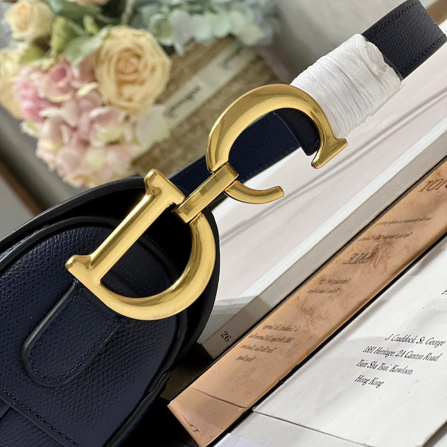 DIOR 26S SADDLE BAG 19 IN NAVY BLUE CALFSKIN