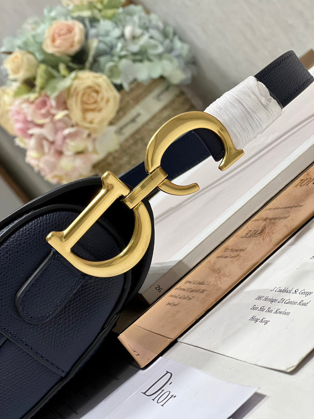 DIOR 26S SADDLE BAG 19 IN NAVY BLUE CALFSKIN