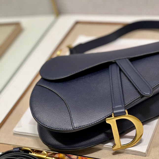 DIOR 26S SADDLE BAG 25 IN NAVY BLUE CALFSKIN