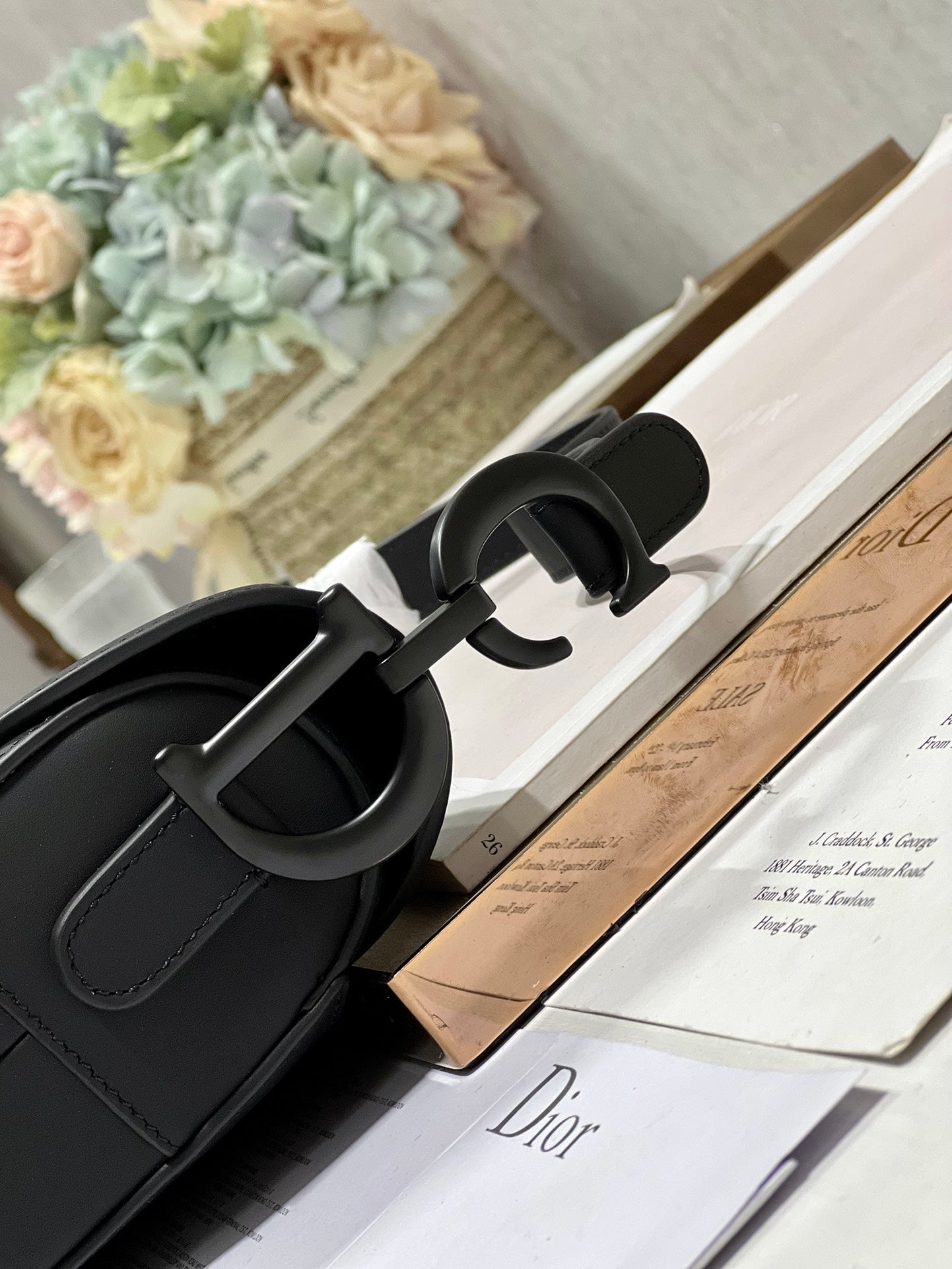 DIOR 26S SADDLE BAG 25 IN BLACK CALFSKIN