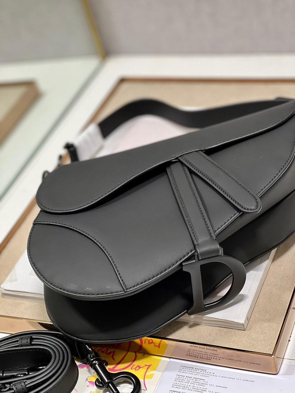 DIOR 26S SADDLE BAG 25 IN BLACK CALFSKIN