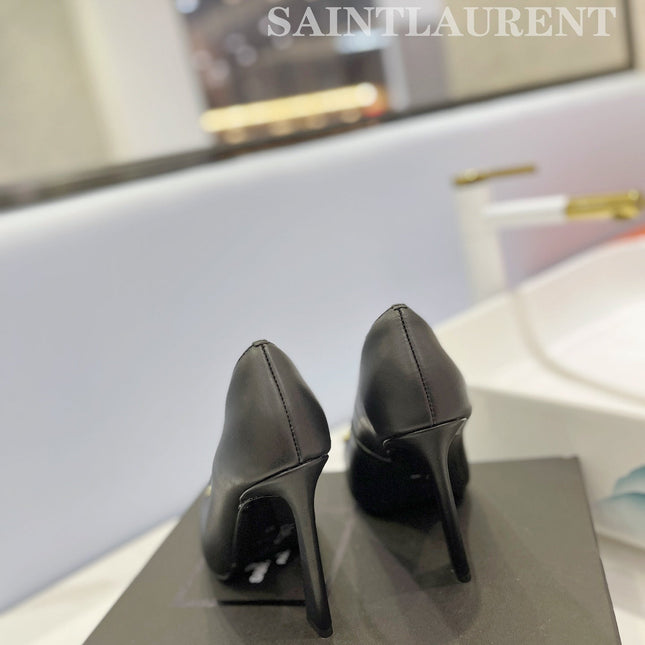 SL SILVANA CHAIN PUMPS BLACK CALFSKIN