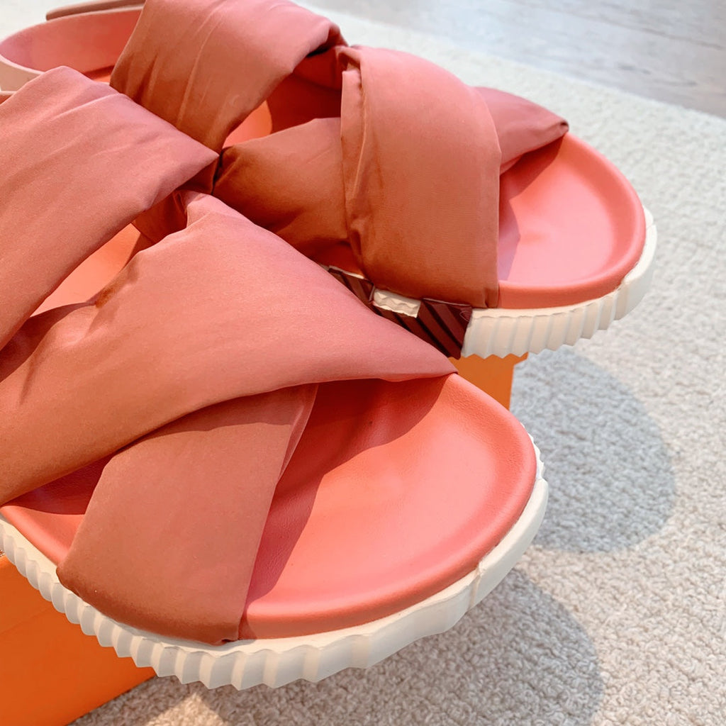 HM ELECTRIC SANDAL FIRE FABRIC AND CALFSKIN