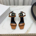 BALMAIN 25S HIGH HEELS WITH B METAL DETAIL 95MM IN CARAMEL CALFSKIN