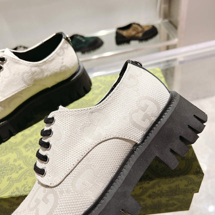 GUCCI 26S LACE-UP SHOES IN OFF WHITE GG CANVAS