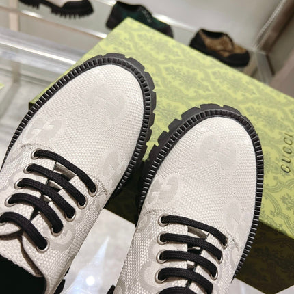 GUCCI 26S LACE-UP SHOES IN OFF WHITE GG CANVAS
