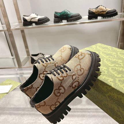 GUCCI 26S LACE-UP SHOES IN BEIGE GG CANVAS STYLE 2