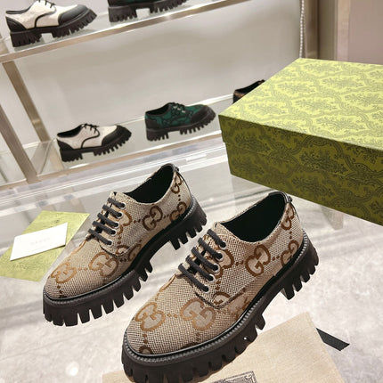 GUCCI 26S LACE-UP SHOES IN BEIGE GG CANVAS STYLE 2