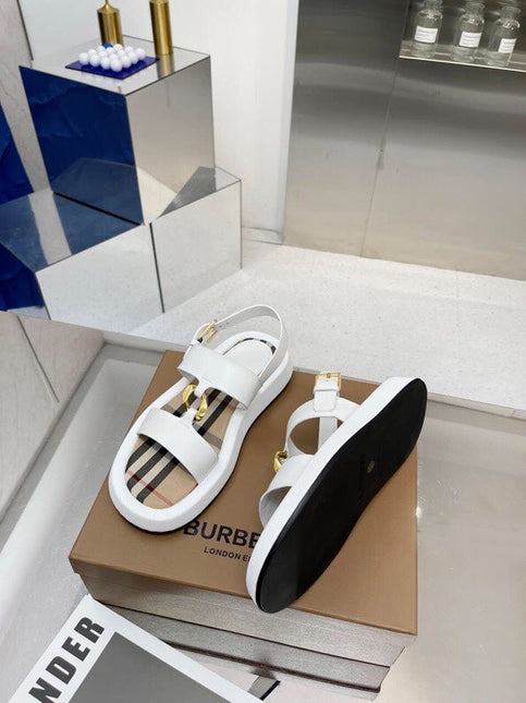 BURBERRY 26S STRAP SANDALS IN WHITE AND BEIGE CALFSKIN