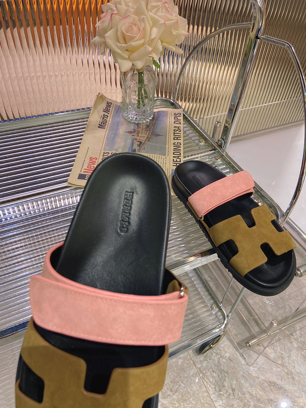 CHYPRE SANDAL ARMY MIX LIGHT PINK SUEDE