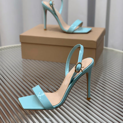 GIANVITO ROSSI 26S RIBBON HEELS 105 MM IN LIGHT BLUE PATENT LAMBSKIN