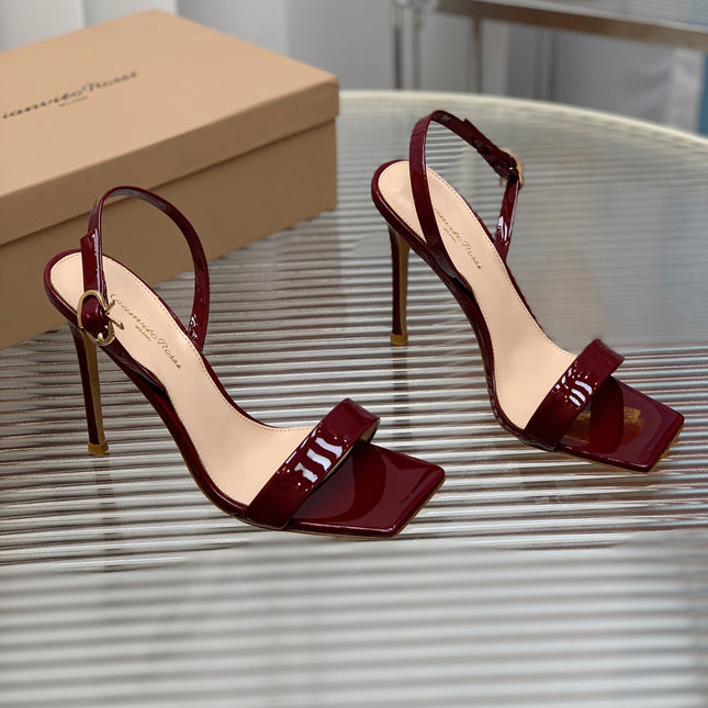 GIANVITO ROSSI 26S RIBBON HEELS 105 MM IN DARK RED PATENT LAMBSKIN