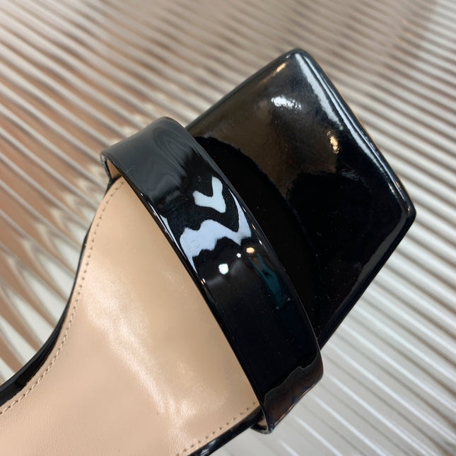 GIANVITO ROSSI 26S RIBBON HEELS 105 MM IN BLACK PATENT LAMBSKIN