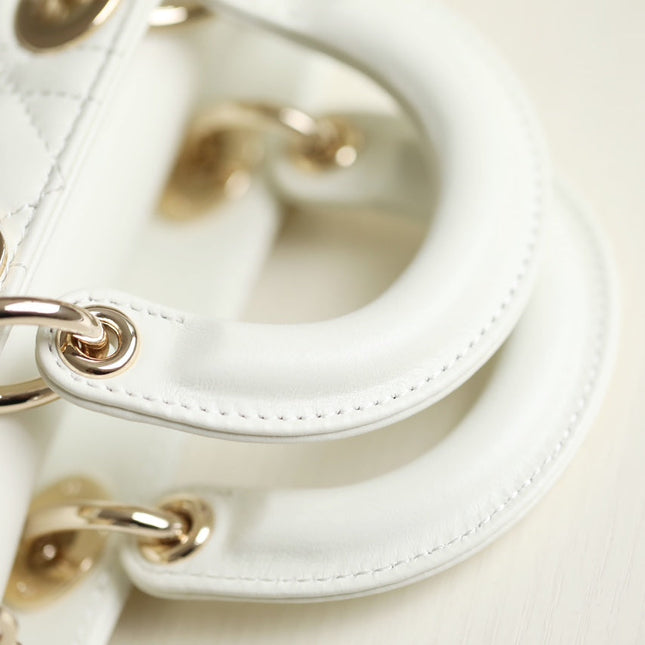 LADY D-JOY MICRO 16 IN WHITE LAMBSKIN