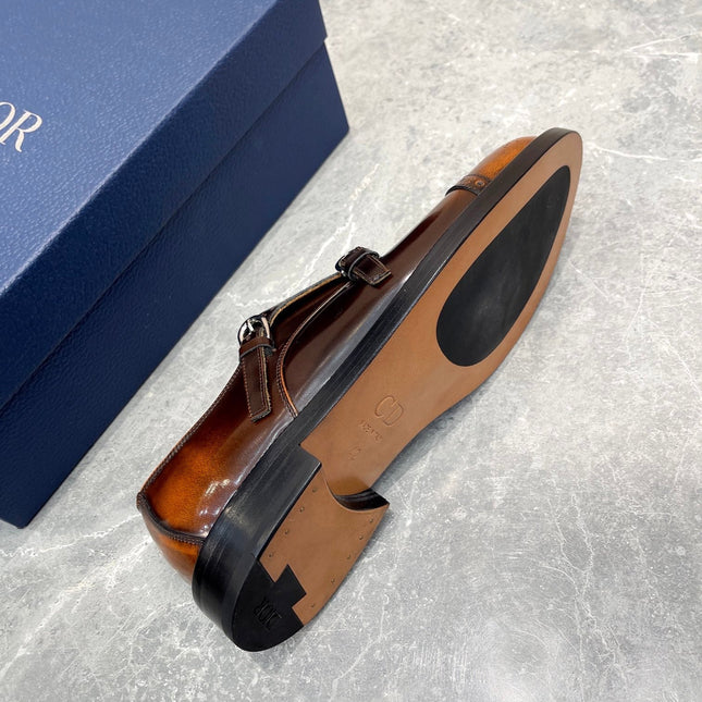 CD PATTERNED DOUBLE MONKSTRAP LOAFER SYRUP CALFSKIN